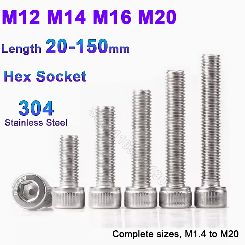 DIN912 M12 M14 M16 M20 A2 304 Stainless Steel Allen Hexagon Hex Socket Cap Head Screw Bolt Length 20 25 30 35 40 45 50 55-150mm
DIN912 M12 M14 M16 M20 A2 304 Stainless Steel Allen Hexagon Hex Socket Cap Head Screw Bolt Length 20 25 30 35 40 45 50 55-150mm