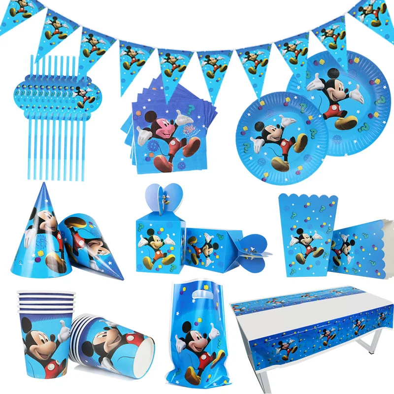 

Cartoon Disney Mickey Mouse Theme Kids Favor Birthday Pack Event Party Cups Plates Baby Shower Disposable Tableware Supplies