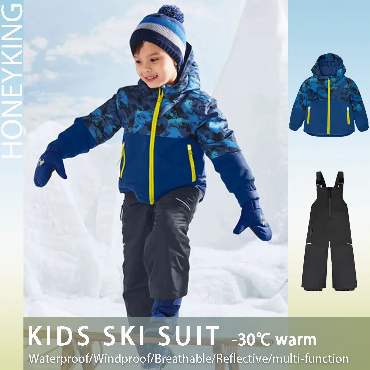 HONEYKING Children Outfit Snowsuit Ski Suit Winter Outdoor Sports Warm Windproof Waterproof Snowboard Jacket and Pants 2pcs Set
HONEYKING Children Outfit Snowsuit Ski Suit Winter Outdoor Sports Warm Windproof Waterproof Snowboard Jacket and Pants 2pcs Set