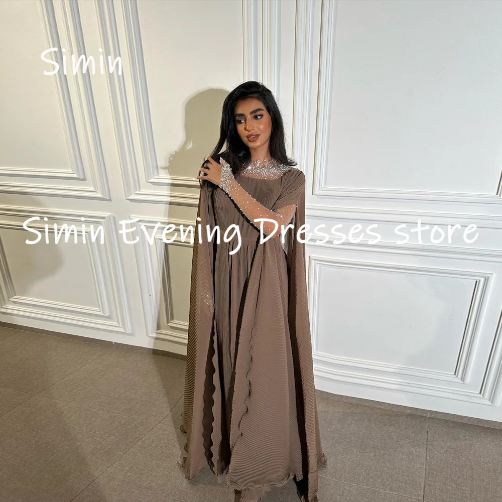 

Simin Chiffon A-line Scoop Neckline Sequins Ruffle Formal Prom Gown Floor-length Evening Elegant Party dresses for women 2023