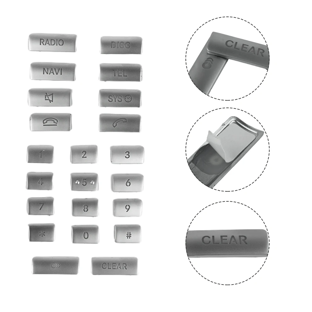 22pcs Car Center Console CD Numbers Button Cover Trim Stickers For Mercedes For Benz W204 W212 C218 GLK X204 Silver Chrome Part
22pcs Car Center Console CD Numbers Button Cover Trim Stickers For Mercedes For Benz W204 W212 C218 GLK X204 Silver Chrome Part