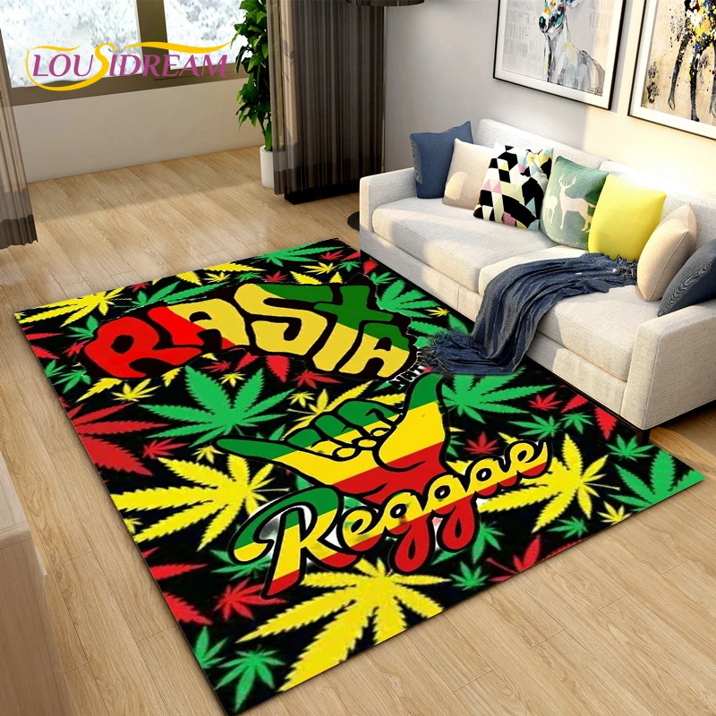 

Reggae Music Jamaican Style Maple Leaf Area Rug,Carpet Rug for Living Room Bedroom Sofa Decoration,Kitchen Non-slip Floor Mat