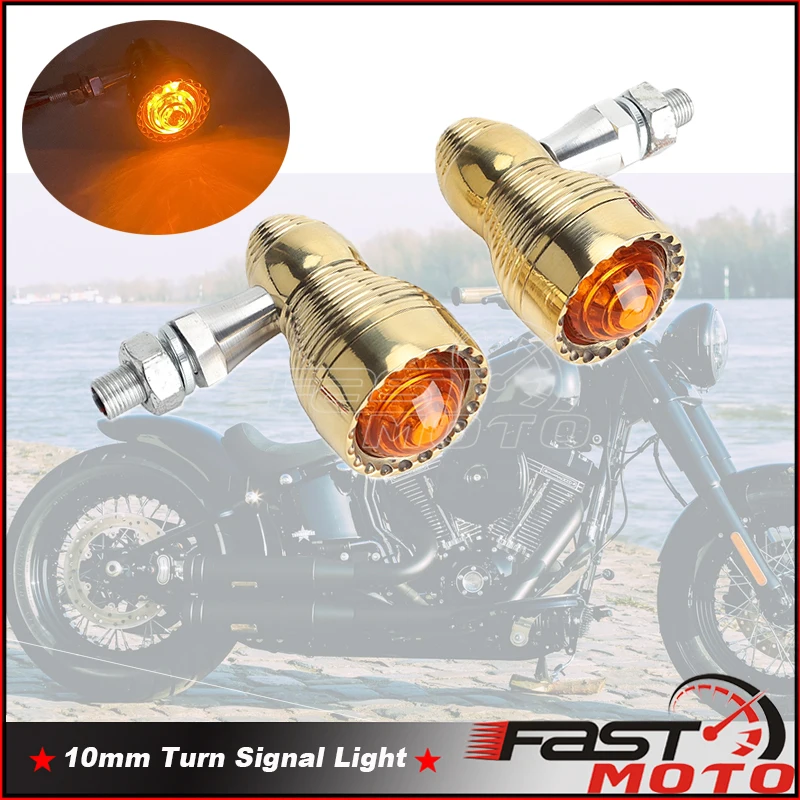 

Motorcycle Old School Brass Turn Signals Indicators Light Blinker Universal For Harley Cruiser Cafe Racer Chopper Custom Bobber