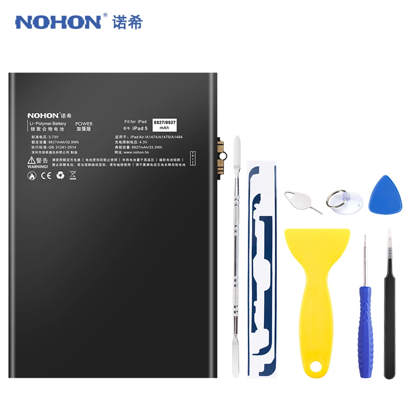 

NOHON 8927mAh Battery For Apple iPad 5 Air iPad5 A1474 A1475 A1484 Replacement Bateria Lithium Polymer Tablet Batarya Free Tools