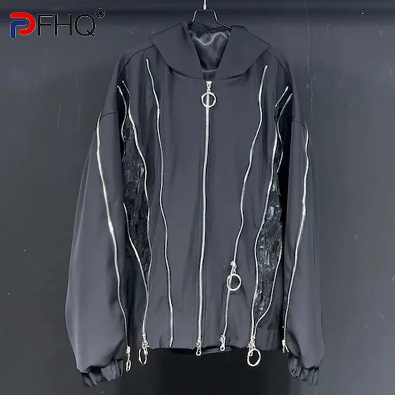 

PFHQ Darkwear Мужское пальто с капюшоном, летние мешковатые мужские куртки на молнии для улицы высокого качества, новые оригинальные куртки 21Z4580