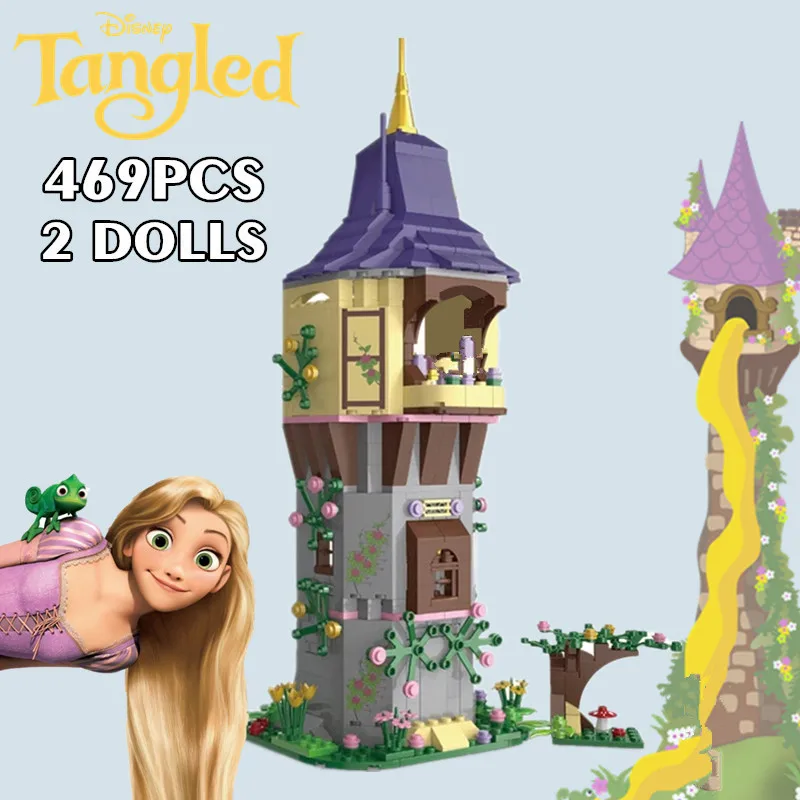 New 469PCS Disney Princess Castle Rapunzel's Tower Tangled Frozen Elsa Model Friends Building Blocks Bricks Toy Gift Kid Girls | Игрушки