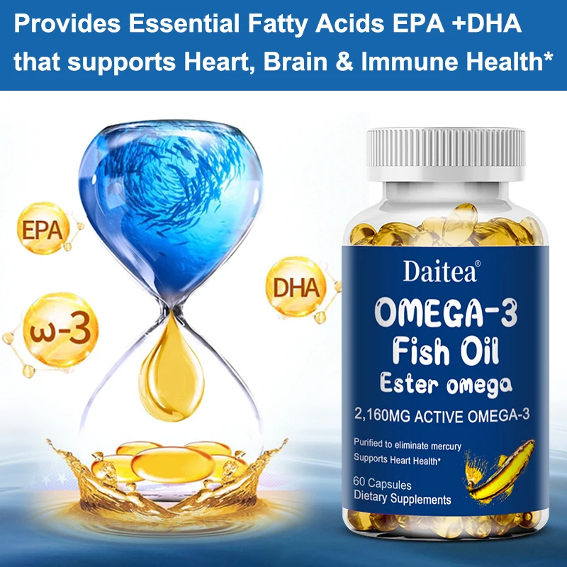 Daitea Omega-3 Fish Oil is rich in DHA and EPA to support neurological, cognitive and eye health, and immune system support
Daitea Omega-3 Fish Oil is rich in DHA and EPA to support neurological, cognitive and eye health, and immune system support