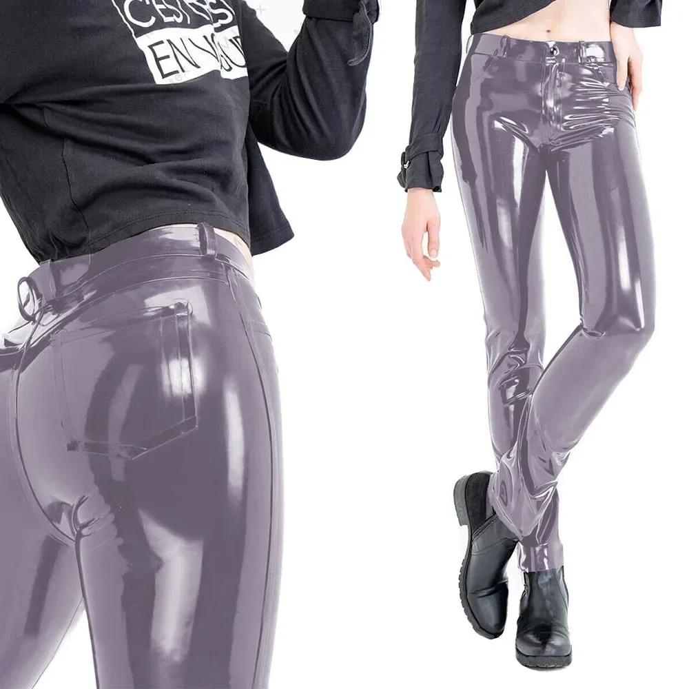 Fashion Women's Slim Fit Pencil Pants Wetlook PVC Leather Long Pants High Waisted Back Pockets Capris Streetwear Women Clothing 53 S76842a4ac6624b64a5d1364555085721V