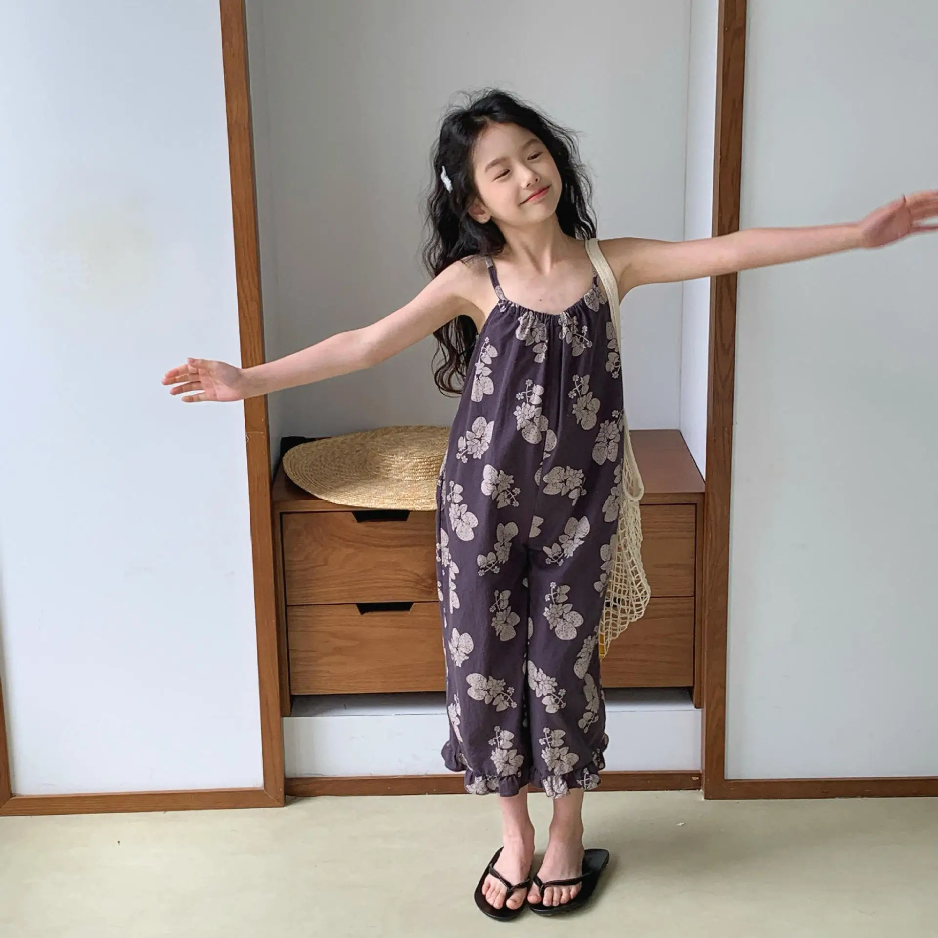 2025 Summer New Girls Loose Sling Pants Fashion Kids Girls Overalls Children Wide Leg Pants Baby Casual Trousers Girls Clothes 7 S76850aec696546618319c86ba41650d8M