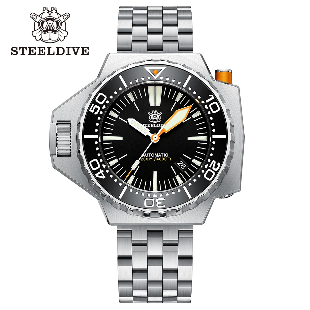 

STEELDIVE Official SD1988 Deep Dive 1200M Waterproof Ceramic Bezel NH35 Movement Swiss Luminous Left Crown Mechanical Wristwatch