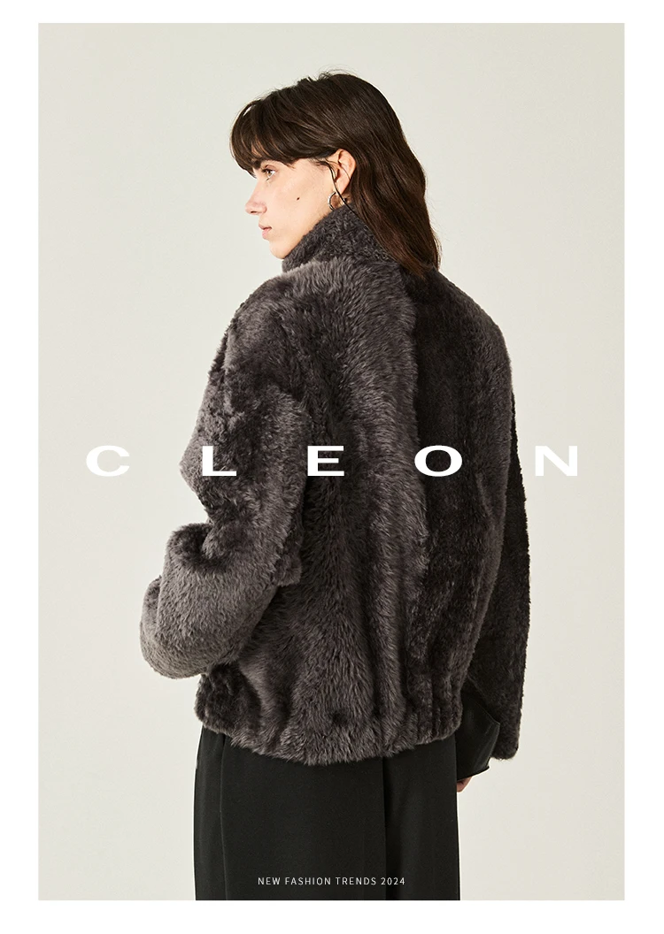 High-end Luxury Lacon Lamb Fur Cropped Winter Jackets for Women 2025 Simple Stand Collar Genuine Leather Real Fur Shearling Coat High-end Luxury Lacon Lamb Fur Cropped Winter Jackets for Women 2025 Simple Stand Collar Genuine Leather Real Fur Shearling Coat