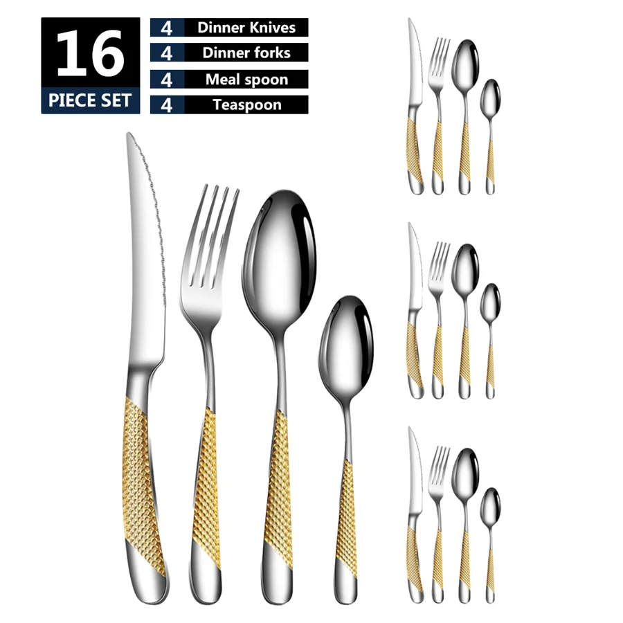 16pcs/set Stainless Steel Table knife Fork Spoon Tea spoon Creative Tableware Banquet Restaurant Dinner
16pcs/set Stainless Steel Table knife Fork Spoon Tea spoon Creative Tableware Banquet Restaurant Dinner