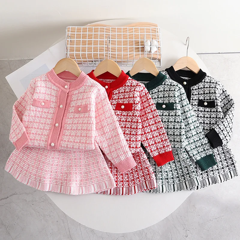 Girls Clothes Sets Dress Suit Spring Autumn 2024 Children Knitted Sweater Coat Skirts 2pcs Party Costume For Baby Outfits Kids
Girls Clothes Sets Dress Suit Spring Autumn 2024 Children Knitted Sweater Coat Skirts 2pcs Party Costume For Baby Outfits Kids