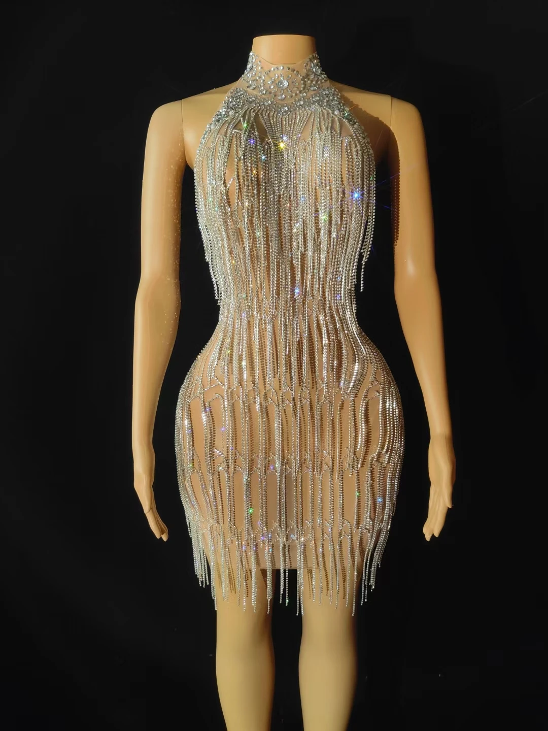 Sparkly Rhinestone Luxurious Chains Celebrate Birthday Evening Dress Women Sexy See Through Photography Singer Show Stage Wear
Sparkly Rhinestone Luxurious Chains Celebrate Birthday Evening Dress Women Sexy See Through Photography Singer Show Stage Wear