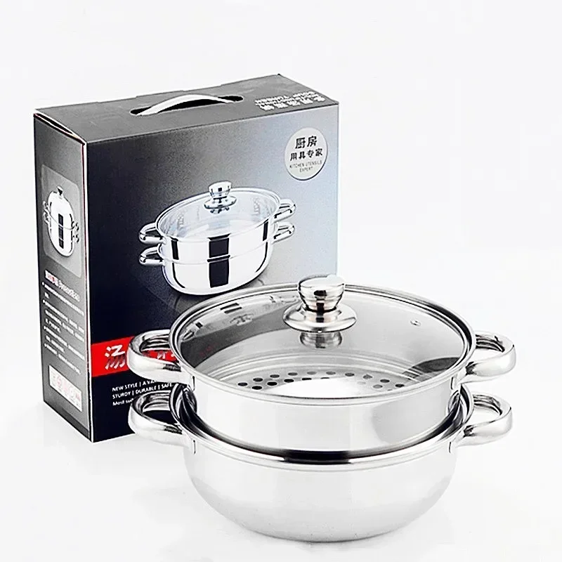 304 Stainless Steel Double Boiler Steam Pot Rice Noodle Roll Steamer Soup Pot Steamed Buns Cake Boilers Kitchen Tools Cookware
304 Stainless Steel Double Boiler Steam Pot Rice Noodle Roll Steamer Soup Pot Steamed Buns Cake Boilers Kitchen Tools Cookware