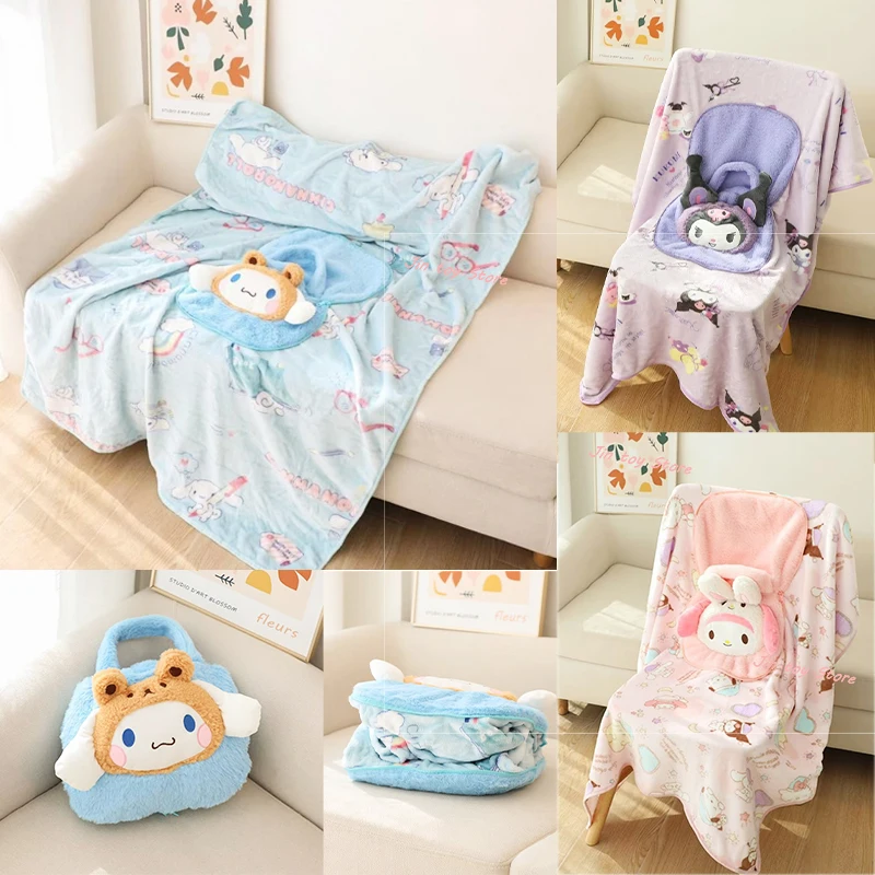 

New Sanrio Kuromi Cinnamoroll My Melody Blanket Woman Office Nap Small Blanket Air Conditioning Blanket Travel Portable Blanket