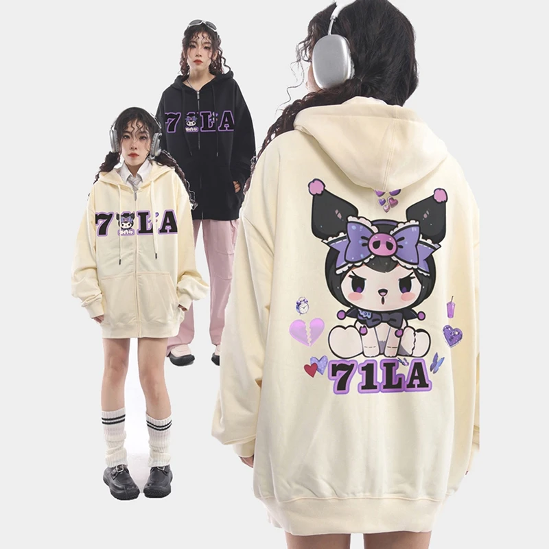 Милый свитер Sanrio Kuromi из чистого хлопка в ленивом стиле с мультяшным рисунком, топ на весну, осень, обычная тонкая или зимняя флисовая куртка на молнии
Милый свитер Sanrio Kuromi из чистого хлопка в ленивом стиле с мультяшным рисунком, топ на весну, осень, обычная тонкая или зимняя флисовая куртка на молнии