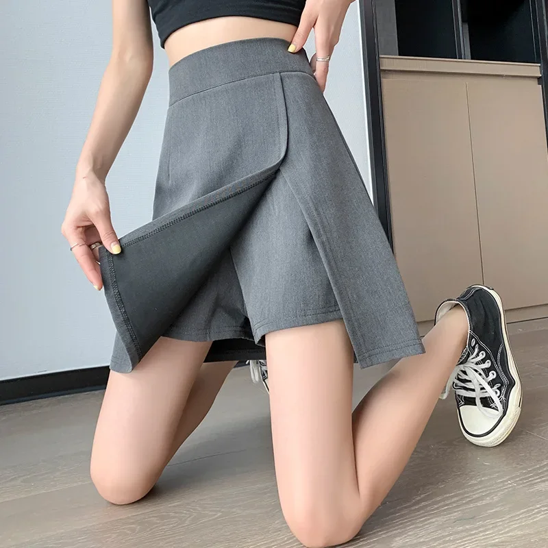 

Women Mini High Waist Side-slit Skirts Office Mujer All-match Ulzzang Fashion Gentle Temperament Casual Girlish Faldas Young Ins