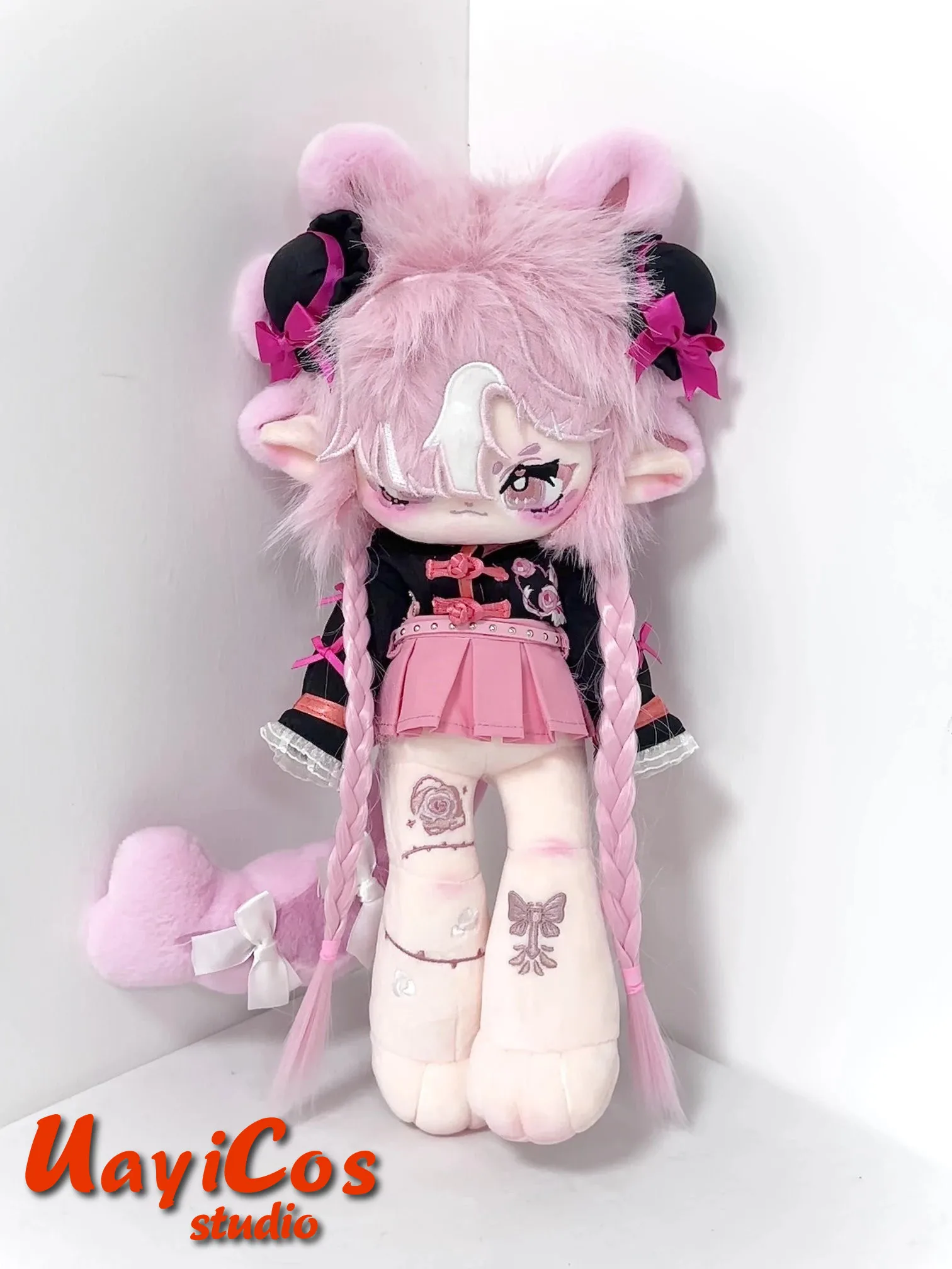 

Demon Pink Rose Bow Princess 30CM Long legs Cartoon Animal Plushie Plush Cotton Doll Clothes Anime Figure Toy For Kids Gifts