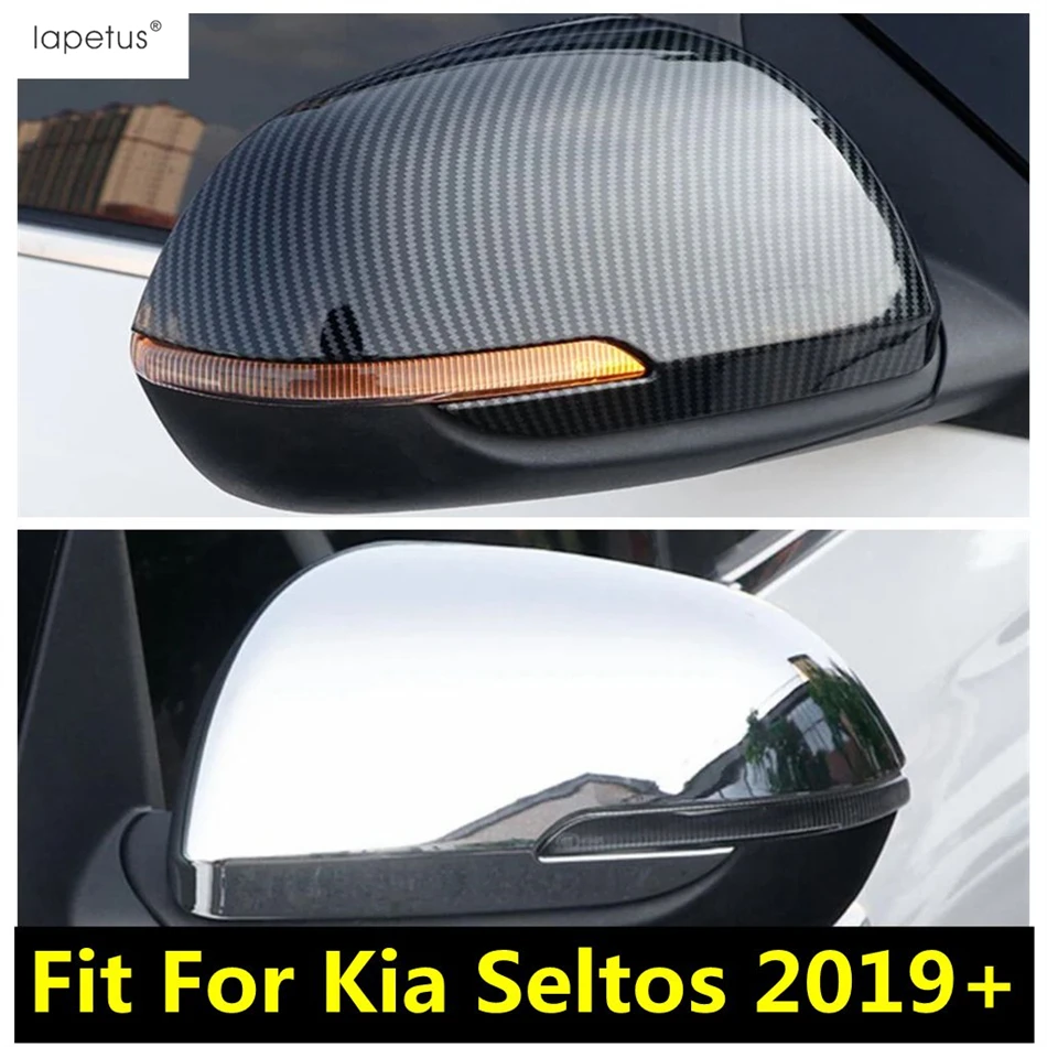 

Car Rearview Mirror Cap Shell Protection Decoration Cover Trim For Kia Seltos 2019 - 2022 ABS Chrome / Carbon Fiber Accessories