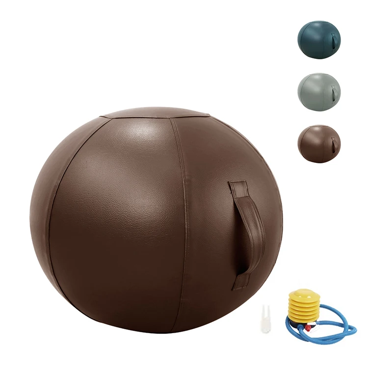 

Quality anti burst PU leather fitness stability women men exercise gym yoga ball with cover sitting ball chair for office