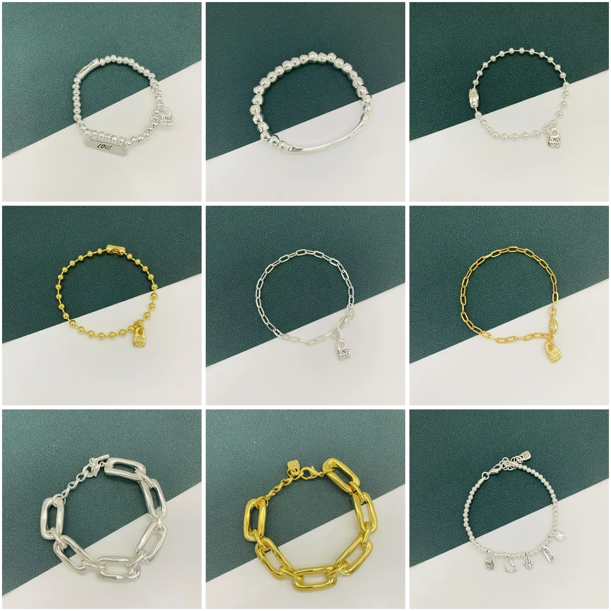 

2022 New Fit UNO DE 50 Fashion Electroplating 925 Silver Color 14k Gold Color Charm Gold Color Bracelet Niche Jewelry Gift