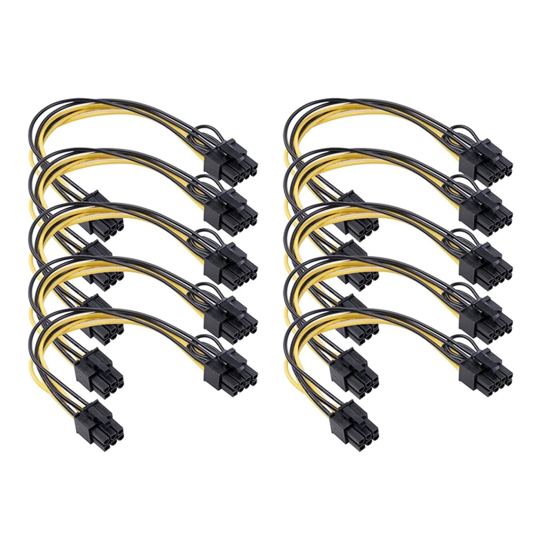

6 Pin To 2 X 8 Pin (6+2) Pcie Adapter Power Cable PCI Express Y - Splitter Extension Cable 9 Inches (10 Pack)