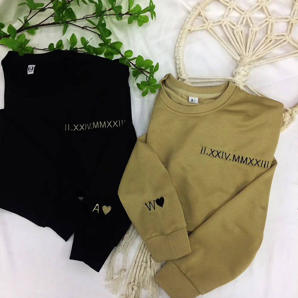 Personalized Customized Couple Sweatershirt Embroidered Roman Date Personalized Embroidery Logo Cotton Shirts Custom Sweatshirts
Personalized Customized Couple Sweatershirt Embroidered Roman Date Personalized Embroidery Logo Cotton Shirts Custom Sweatshirts