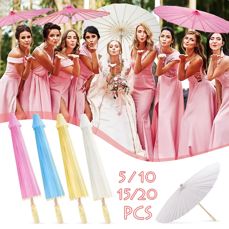 

5-20pcs Silk Cloth Colorful Wedding Umbrellas Wedding Party Favor Parasol Bridal Bridesmaid Photo Prop Sunshade Umbrella 82cm