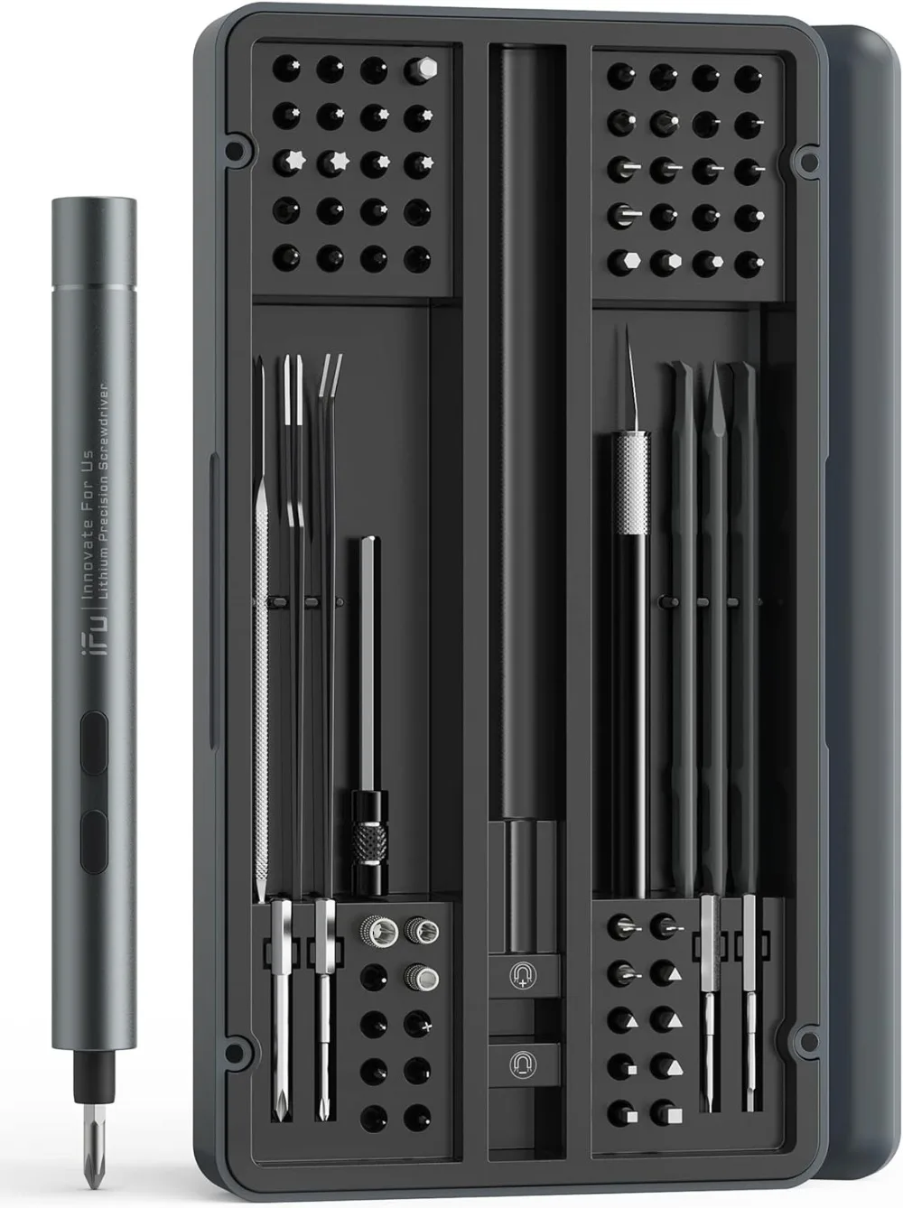 Mini Electric Screwdriver, 90 in 1 Precision Screwdriver Set with LED Light & 64 Magnetic Bits, Repair Tool
Mini Electric Screwdriver, 90 in 1 Precision Screwdriver Set with LED Light & 64 Magnetic Bits, Repair Tool