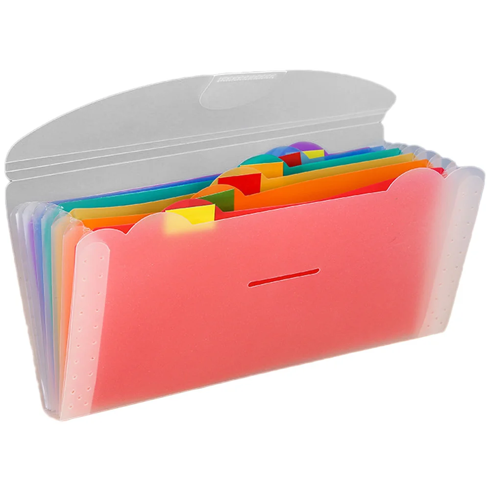 

Accordion File Manager Bill Storage Bag Mini 7-grid Rainbow Folder Frosted Pp Multi-layer Receipt Paper Organizer Holder