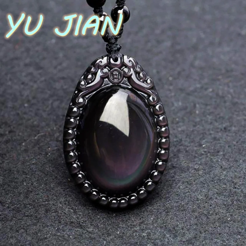 Rainbow Gold Obsidian Double Dragon Yuan Pearl Pendant Lucky Ladies Men Fashion Jewelry Natural Stone Necklace 
Rainbow Gold Obsidian Double Dragon Yuan Pearl Pendant Lucky Ladies Men Fashion Jewelry Natural Stone Necklace