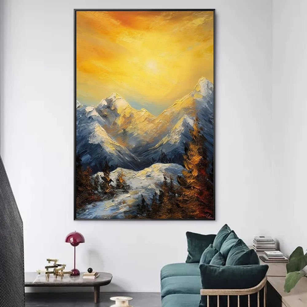 Hand Painted Oil Painting Gold Sunset Painting Heavy Textured Snown Mountain Painting Abstract Painting Yellow Sunrise Pictures
Hand Painted Oil Painting Gold Sunset Painting Heavy Textured Snown Mountain Painting Abstract Painting Yellow Sunrise Pictures