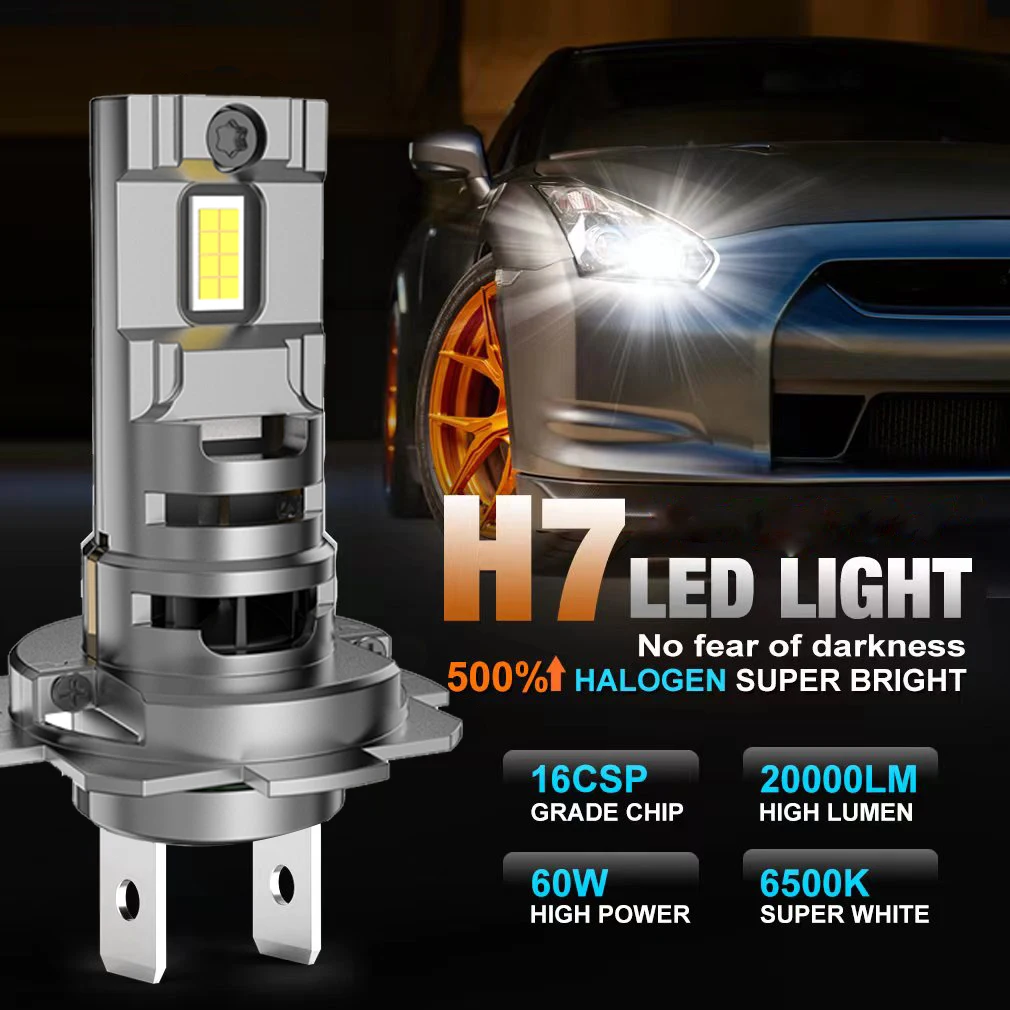 

Лампы для автомобильных фар головного света H4, H7, H11, 9005, 9006, 1:1, мини-турболампа, 60 Вт, CSP-чипы, беспроводные лампы для автомобиля, 6500K, белый, 12 В