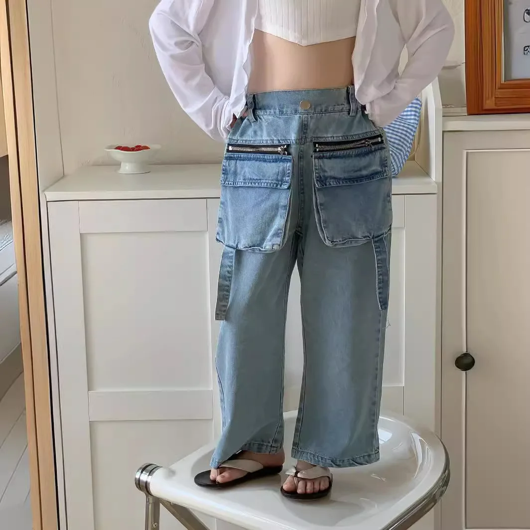 Wide Leg Pants Childrens Clothing Pants Summer Girls Design Style Jeans Trousers Trousers 2024 Fashion Pocket Simple
Wide Leg Pants Childrens Clothing Pants Summer Girls Design Style Jeans Trousers Trousers 2024 Fashion Pocket Simple