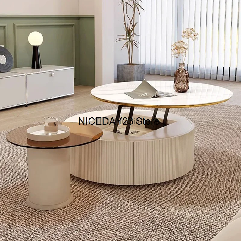 

Круглый Современный дизайнерский журнальный столик для гостиной, роскошные журнальные столики премиум-класса, белый стол в эстетике, низкая домашняя мебель