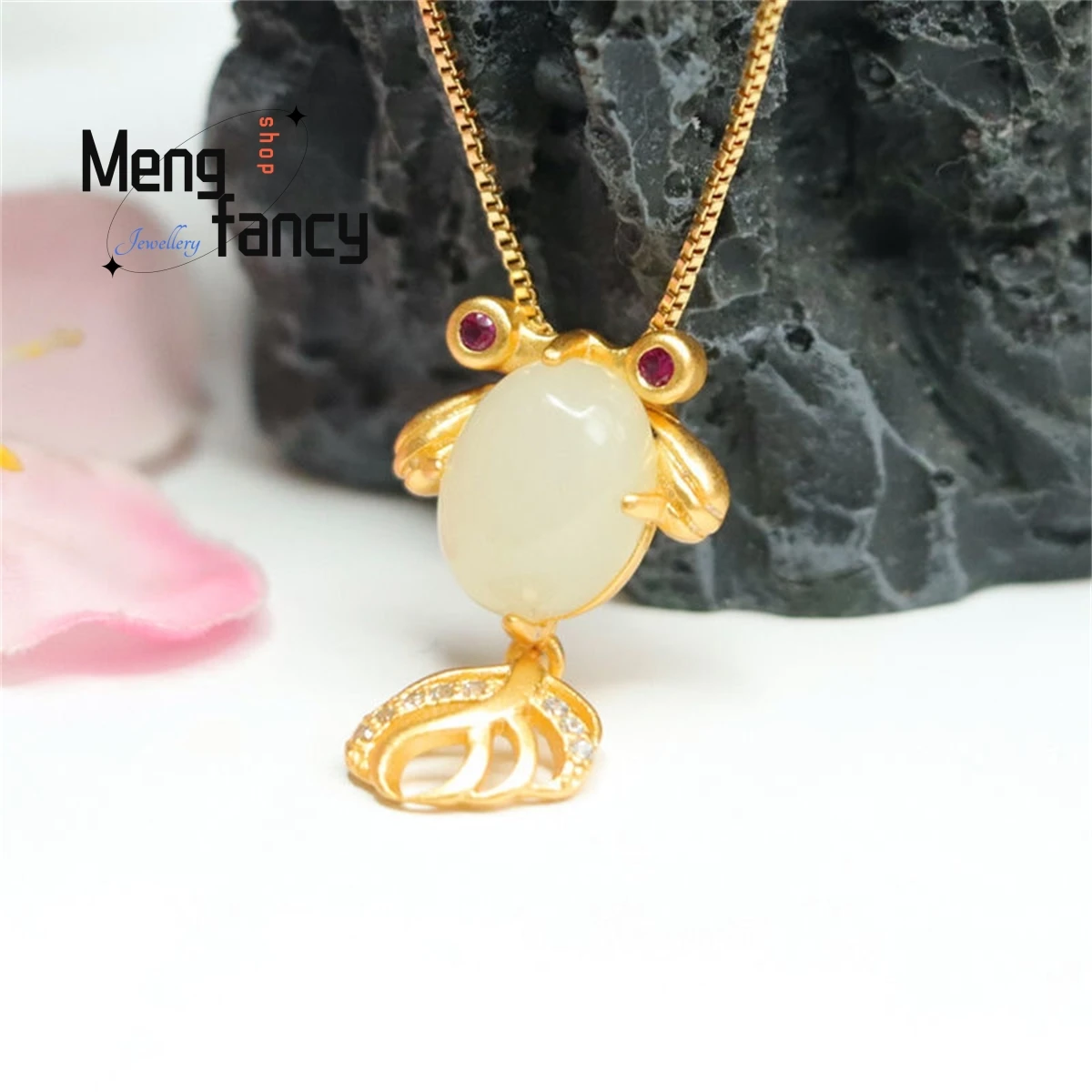 

Genuine Natural Hetian White Jade Koi Goldfish Pendant Necklace Simple Generous Personality Fashion Exquisite Women Fine Jewelry