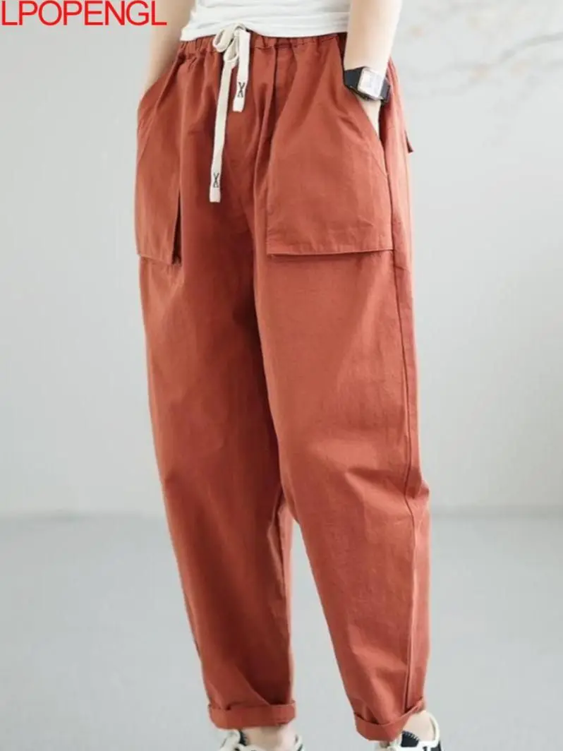 Casual Woman Ankle-length Pants 2023 Spring And Summer New Splicing Straight Loose Solid Color Simple Drawstring Harem Pants
Casual Woman Ankle-length Pants 2023 Spring And Summer New Splicing Straight Loose Solid Color Simple Drawstring Harem Pants