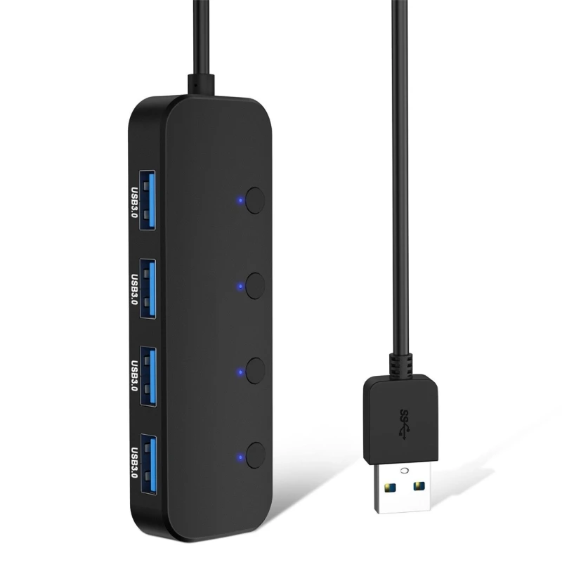 

F3MA Independent On Off Switches 4Port USB3.0 Hub USB Connection with LED Indicators 4Port Expansion Adapters for Desktop