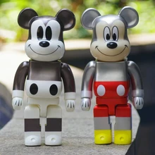 In Stock Bearbrick 400% Building Block Bear Figure Electroplating Mickey Chiaki Joint Trend Hand-Made Model Figurine Decoration