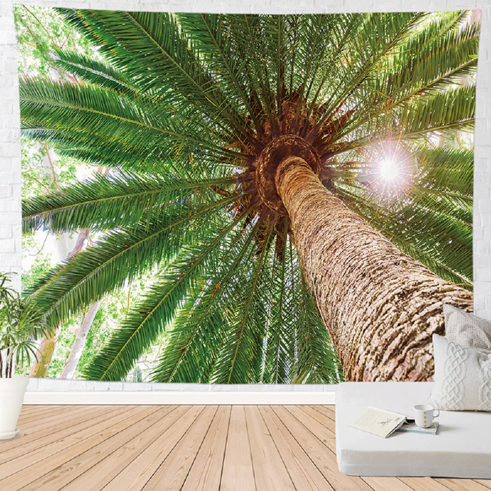 

Green Palm Trees Ocean Tapestry Tropical Beach Ocean Coconut Tree Scenery Tapestries Bedroom Living Room Dorm Decor Wall Hanging