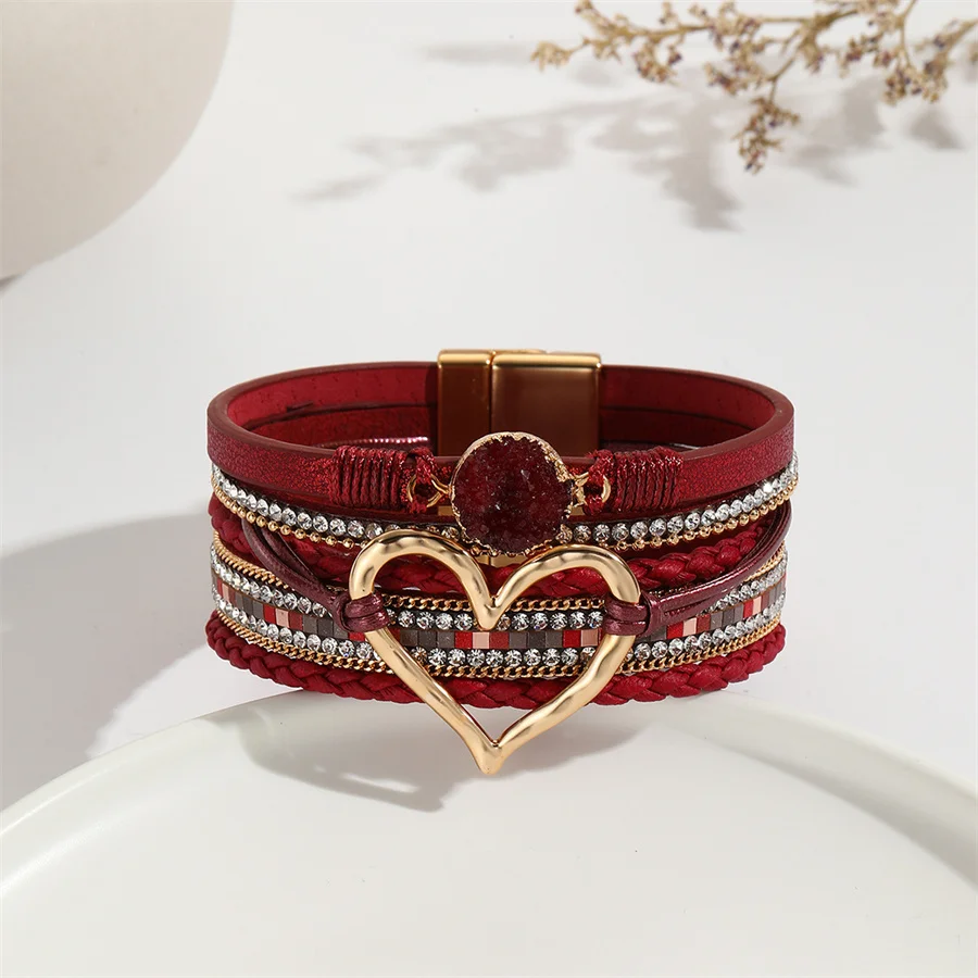 New Metal Love Heart Charm Leather Bracelets for Women Fashion Bohemian Rhinestone Resin Wrap Bracelet Bangle Couple Jewelry 14 Mallzona S76a6eb63c4234d2f9d8a22e7415edf11l New Metal Love Heart Charm Leather Bracelets for Women Fashion Bohemian Rhinestone Resin Wrap Bracelet Bangle Couple Jewelry Mallzona