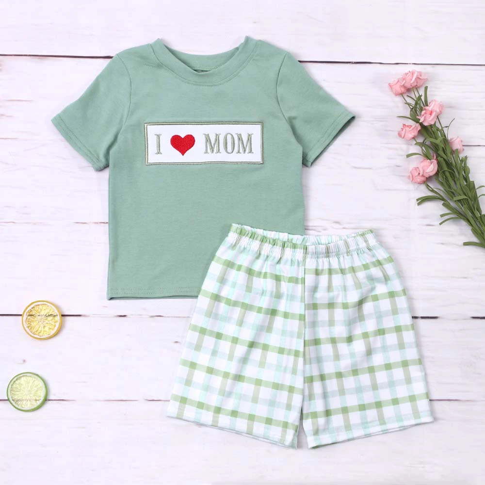 Mother's Day I LOVE MOM New Arrival Baby Boys Set Clothes Casual Green Cute T-Shirts And Multicolour Lattice Shorts For Summer
Mother's Day I LOVE MOM New Arrival Baby Boys Set Clothes Casual Green Cute T-Shirts And Multicolour Lattice Shorts For Summer