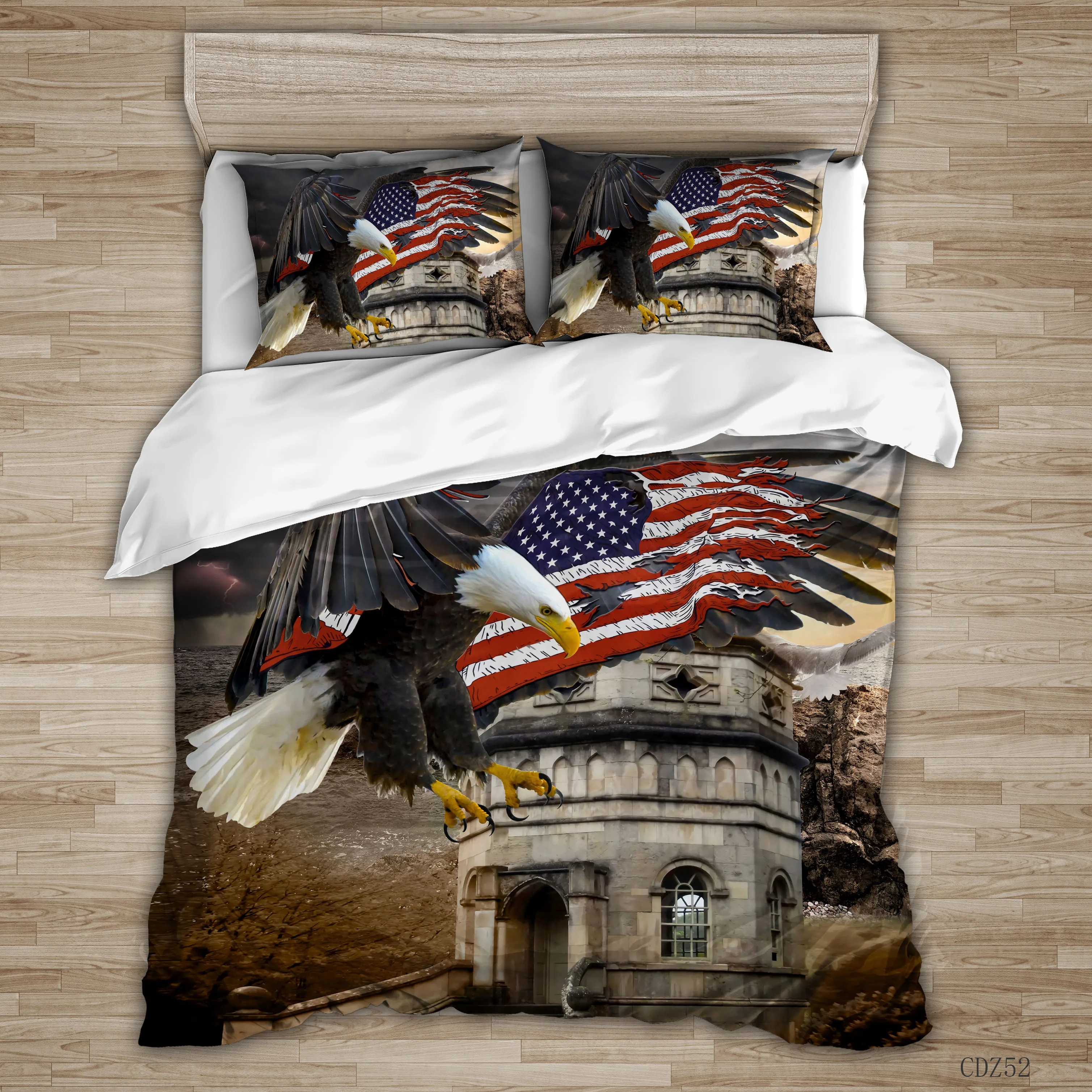 Custom king size home bedding set American style flag 100% polyester and printed |