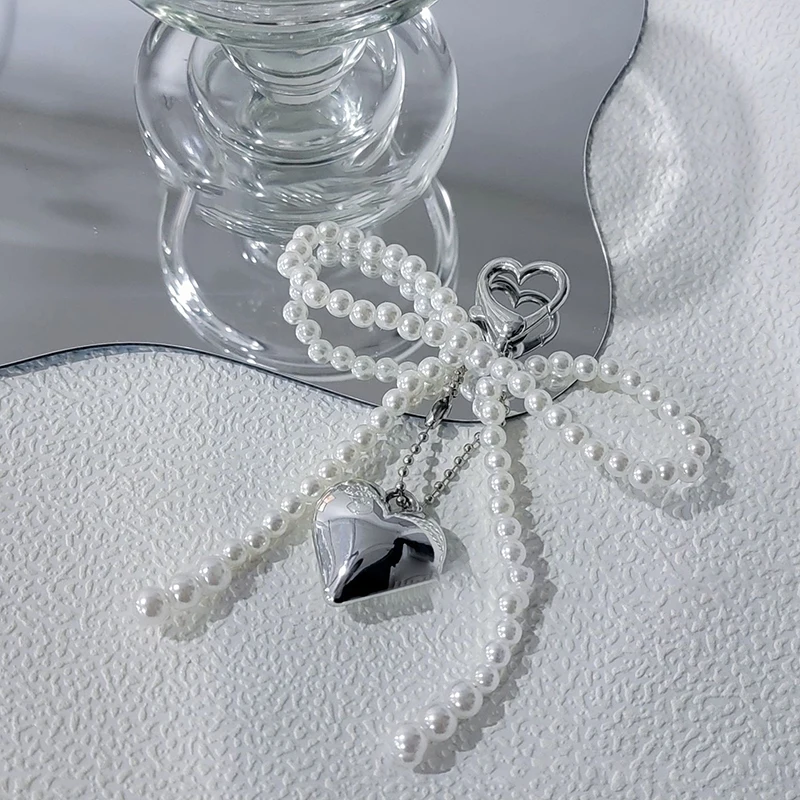 

Корейский брелок с милым жемчугом и подвеской в виде сердца Y2K, брелок для ключей в эстетике для девушек