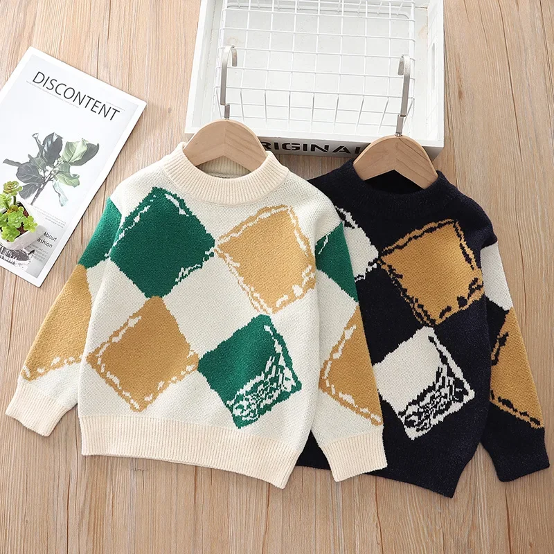 Зимние Бархатные свитера для мальчиков, вязаные топы для детей, свитшот для маленьких девочек, детский пуловер, одежда в Корейском стиле для малышей
Зимние Бархатные свитера для мальчиков, вязаные топы для детей, свитшот для маленьких девочек, детский пуловер, одежда в Корейском стиле для малышей