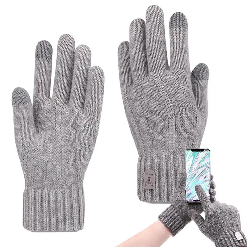 

Insulated Knit Gloves Touchscreen Padded Snow Gloves With Elastic Cuff Winter Texting Gloves Cold Weather Accessories