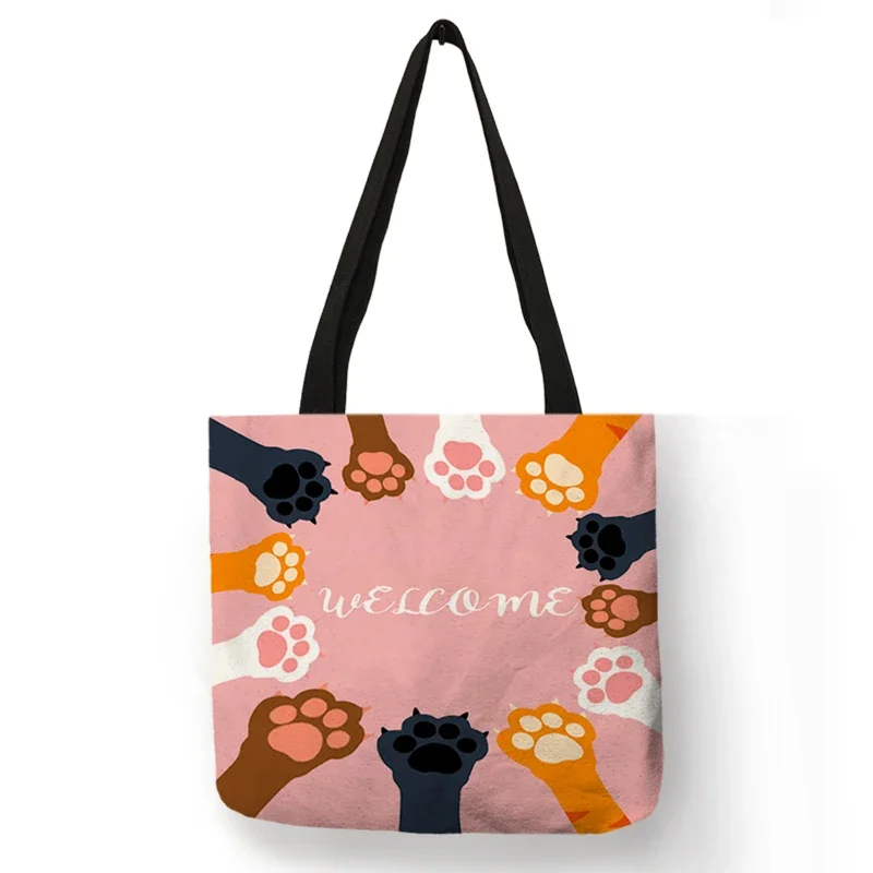 Cute Cat Paw Print Tote Bag 6 S76b0dd44eba449f6a87d773eea0d5d40R