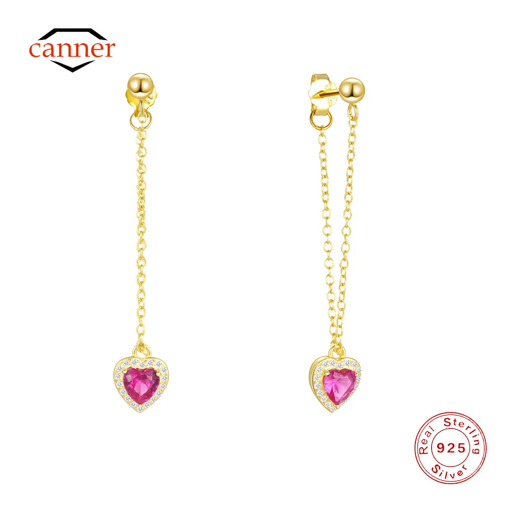CANNER 925 Sterling Silver Cute Heart Zircon Long Tassel Drop Earrings For Women's 18k Gold Ins Earrings Fine Jewelry Gift
CANNER 925 Sterling Silver Cute Heart Zircon Long Tassel Drop Earrings For Women's 18k Gold Ins Earrings Fine Jewelry Gift