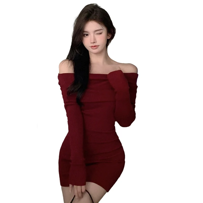 Women's Dress Slim Fitting Dress Off Shoulder Buttocks Wrapped Bottomed Slimming Temperament Autumn Winter Sexy Dress
Women's Dress Slim Fitting Dress Off Shoulder Buttocks Wrapped Bottomed Slimming Temperament Autumn Winter Sexy Dress